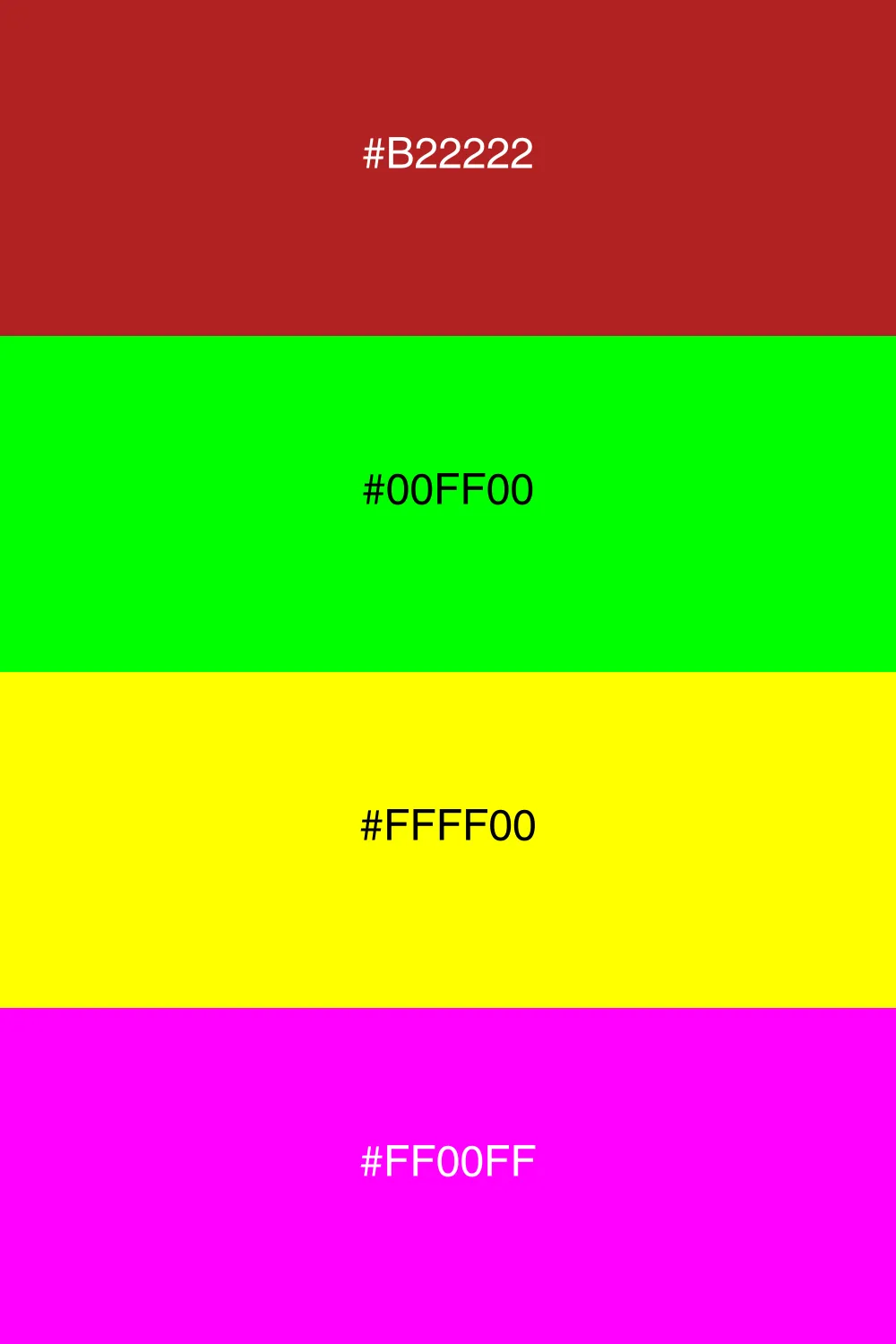 En livlig neon palet med energiske farver.