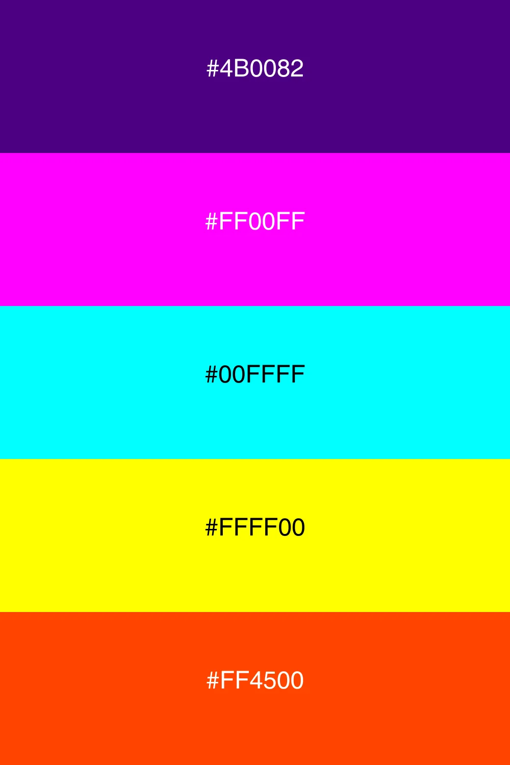 En livlig neonpalet med iøjnefaldende farver.