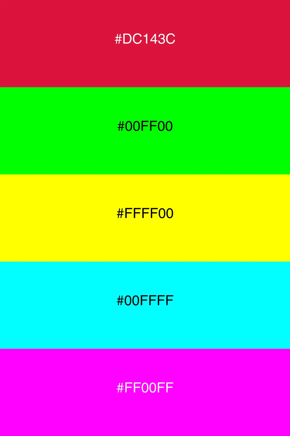 En livlig neon palet med energiske og iøjnefaldende farver.