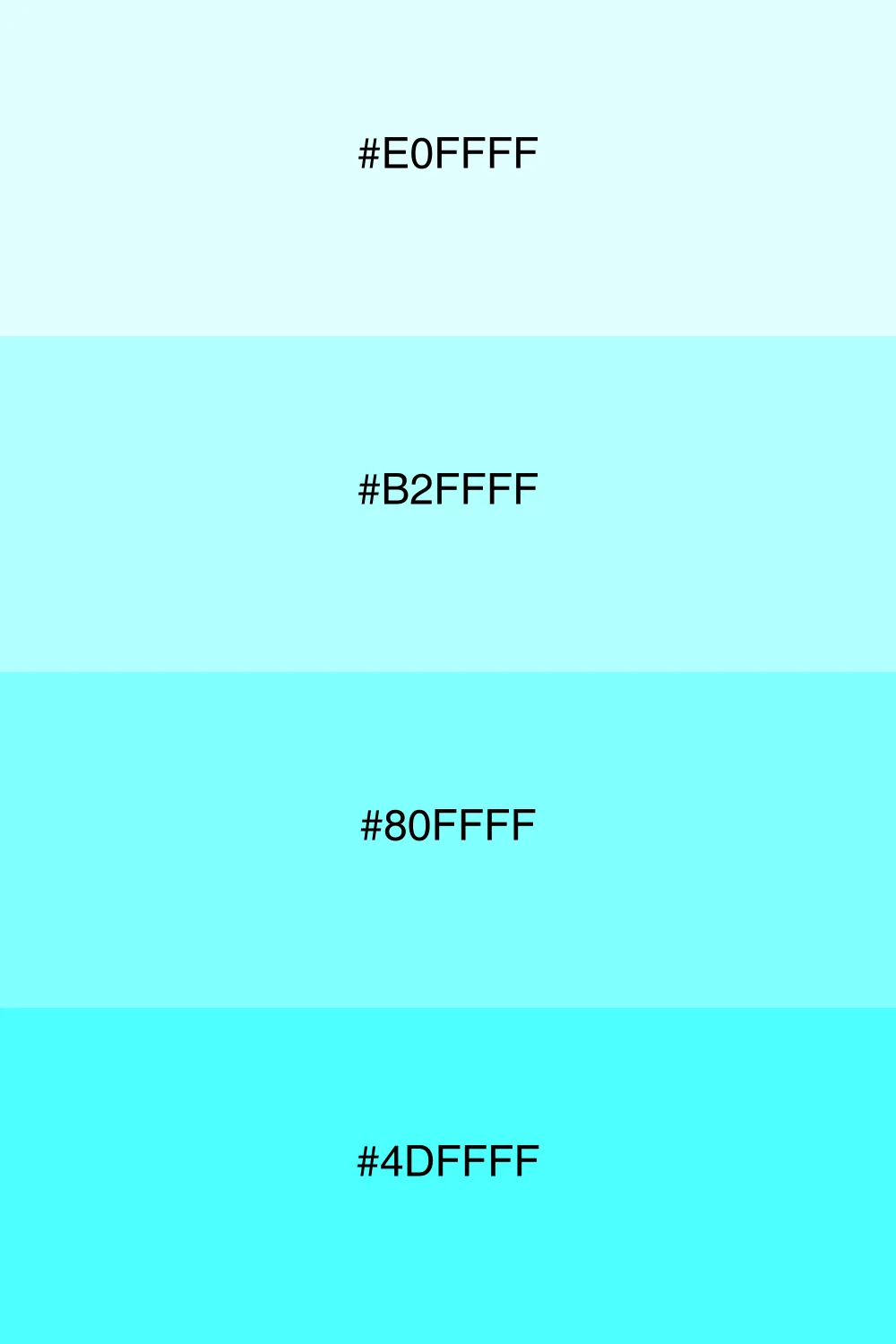 Variationer af lysecyan for en harmonisk effekt.
