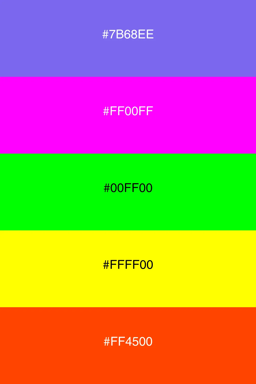 En livlig neonpalet med energiske og iøjnefaldende farver.
