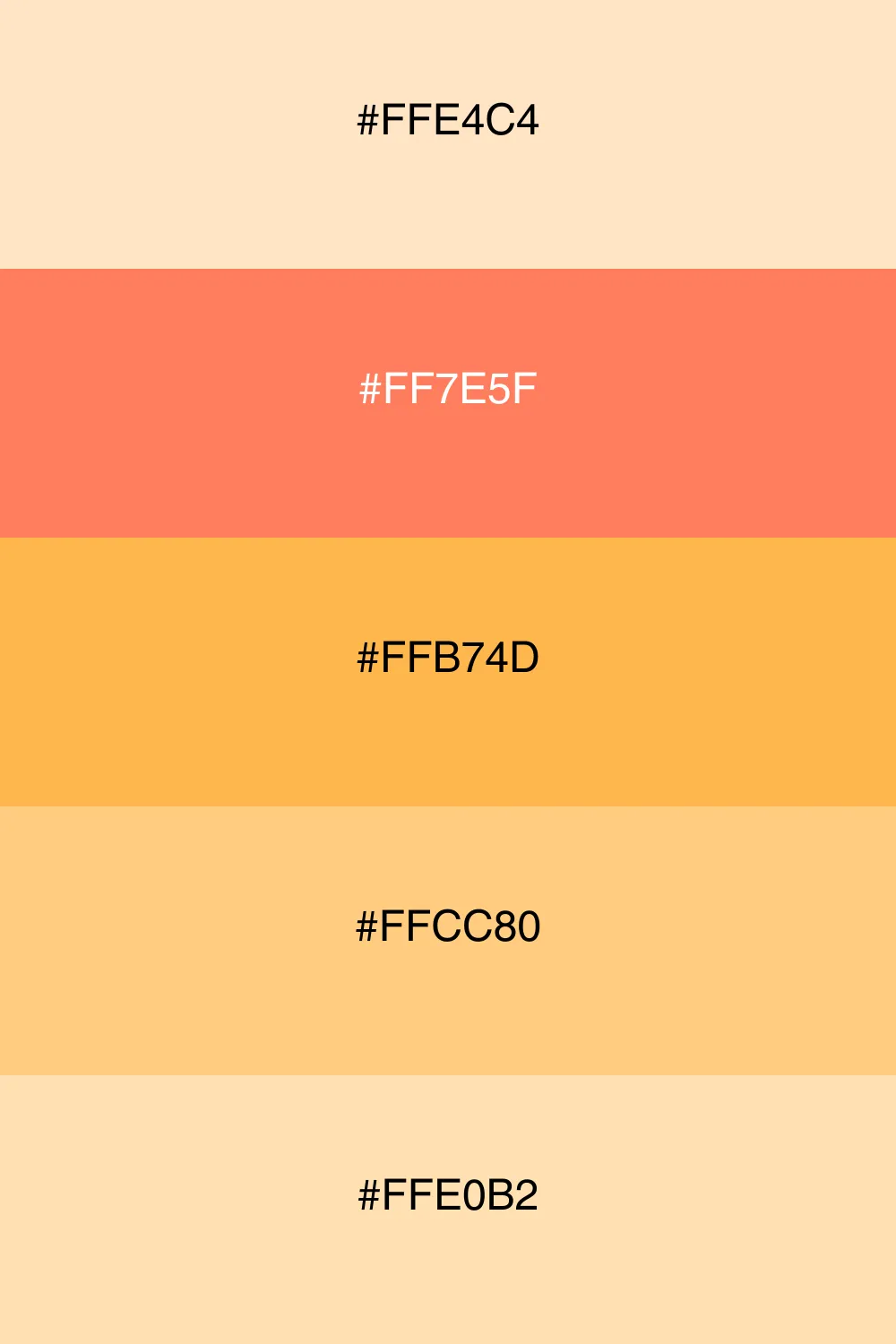 A warm palette inspired by the colors of a sunset.