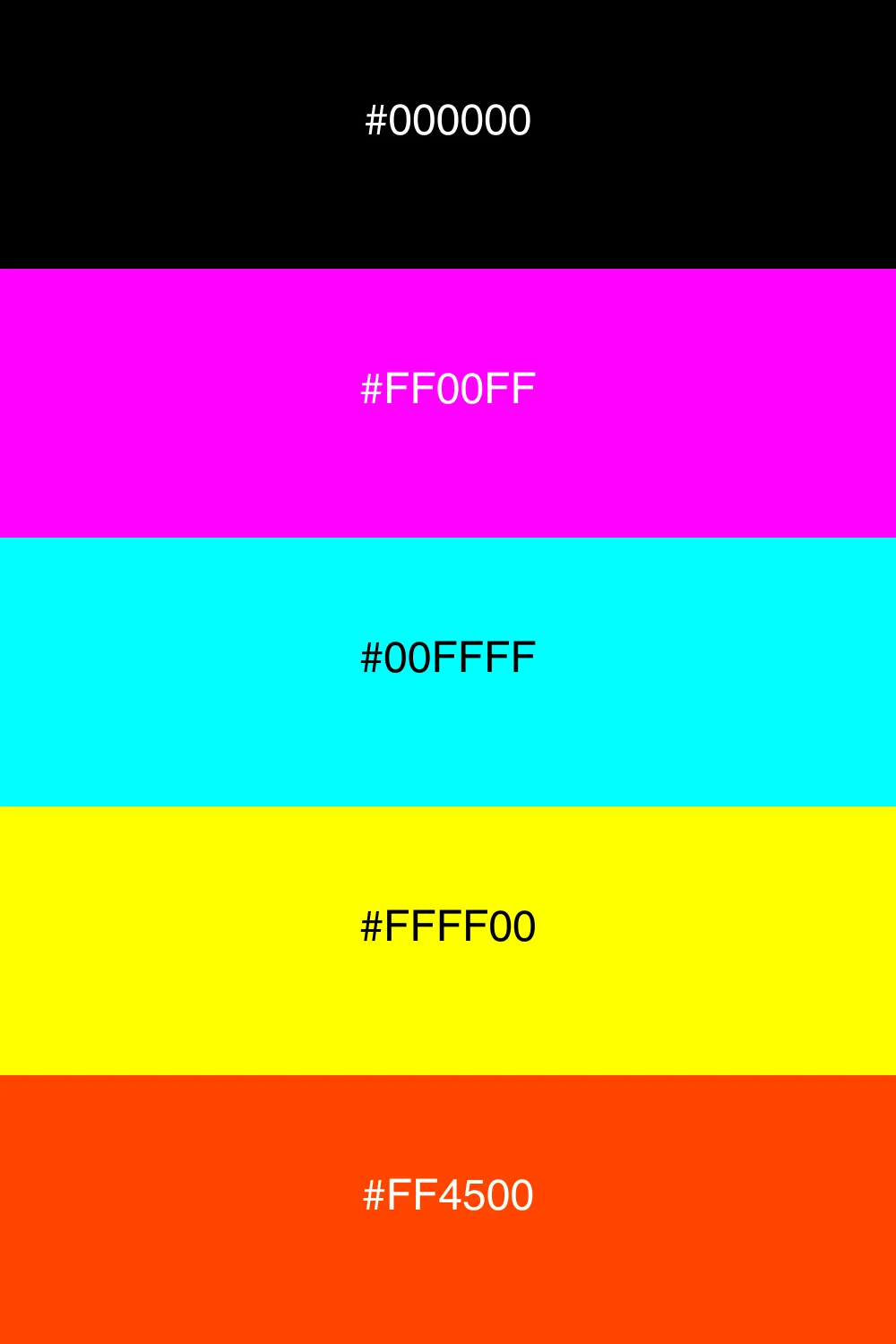 A vibrant neon palette that pops against black.