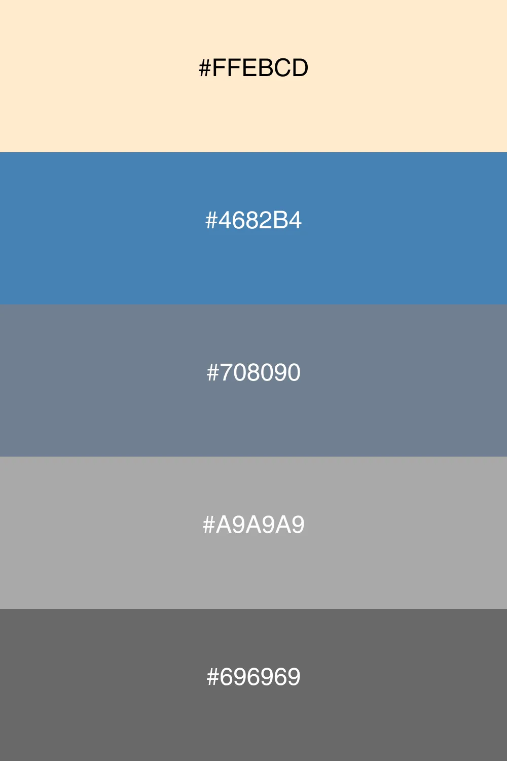 A modern palette combining soft almond with steel tones.