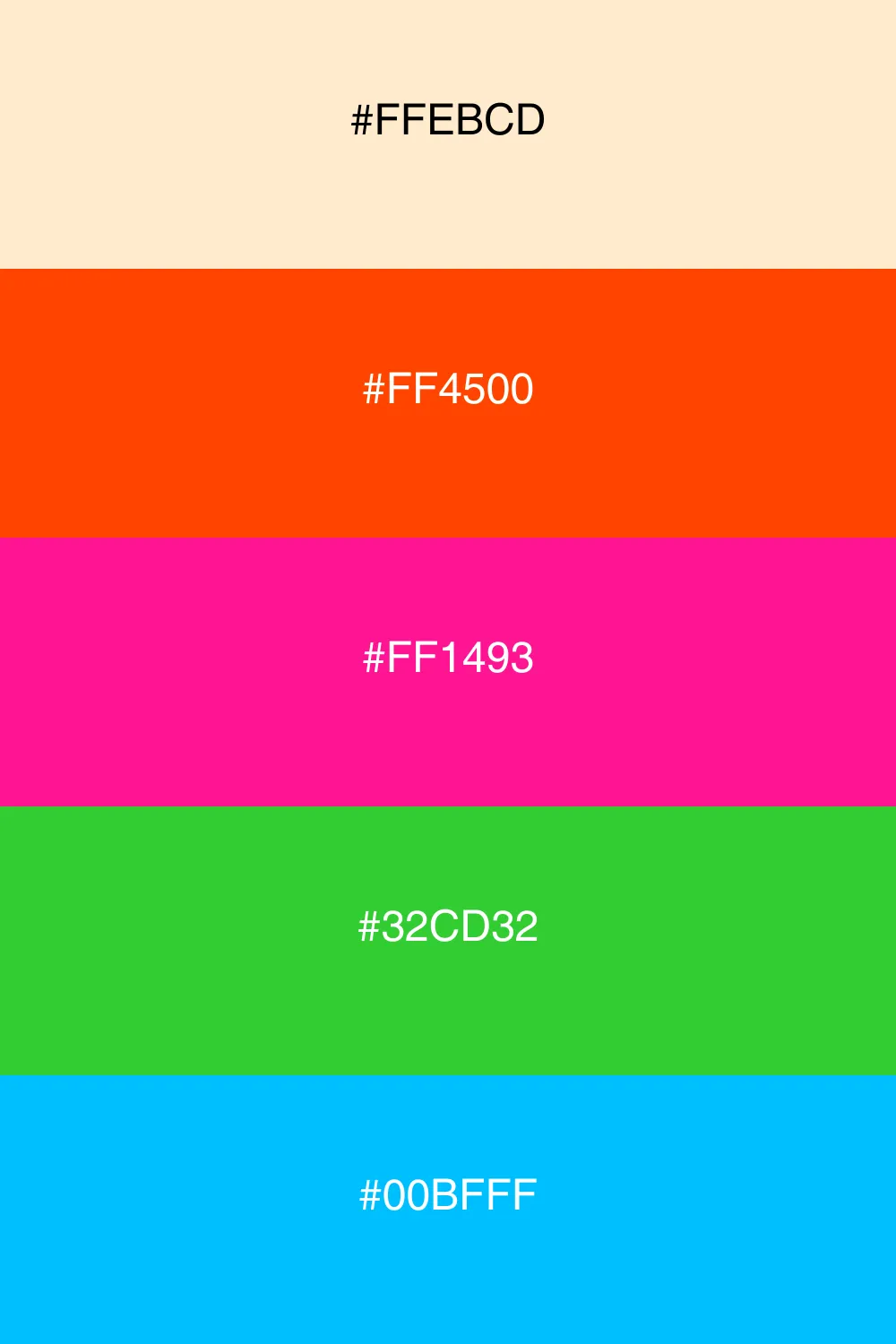 A vibrant neon palette bursting with energy and fun.