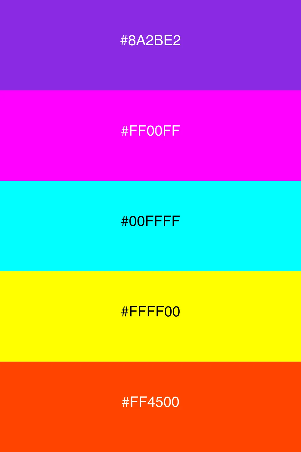 A vibrant neon palette bursting with energy and fun.