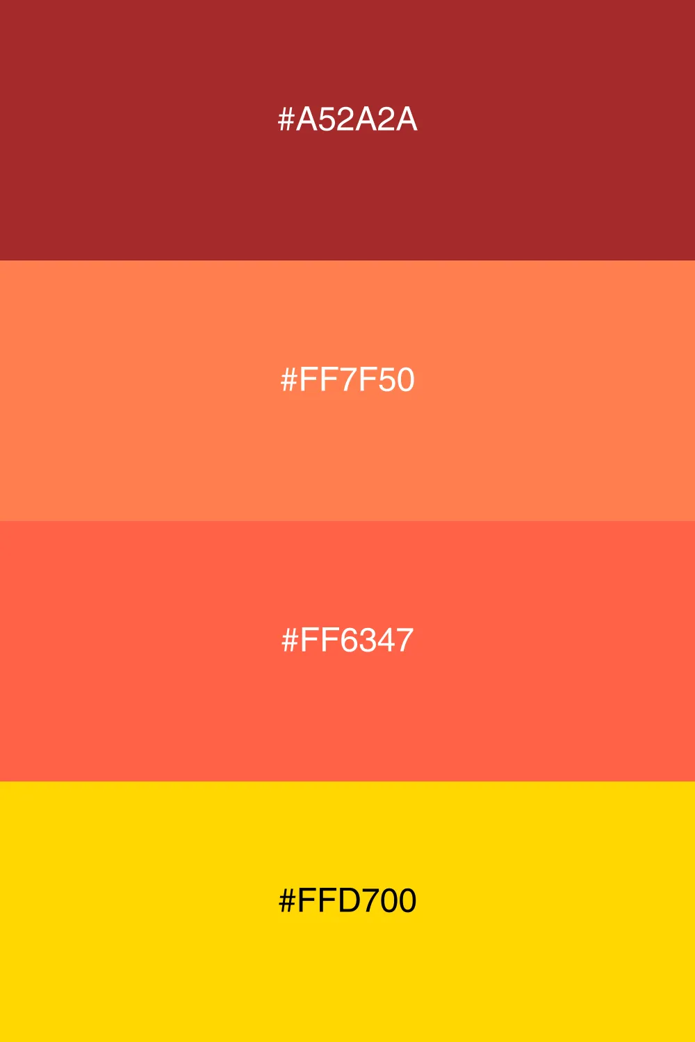 A warm palette inspired by the colors of a sunset.