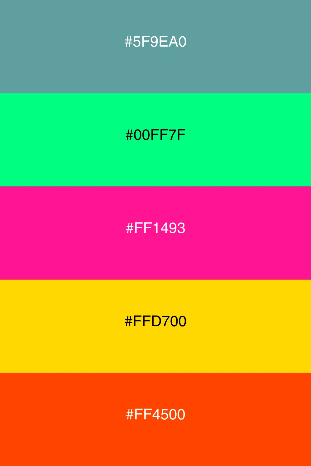 A vibrant neon palette full of energy and excitement.