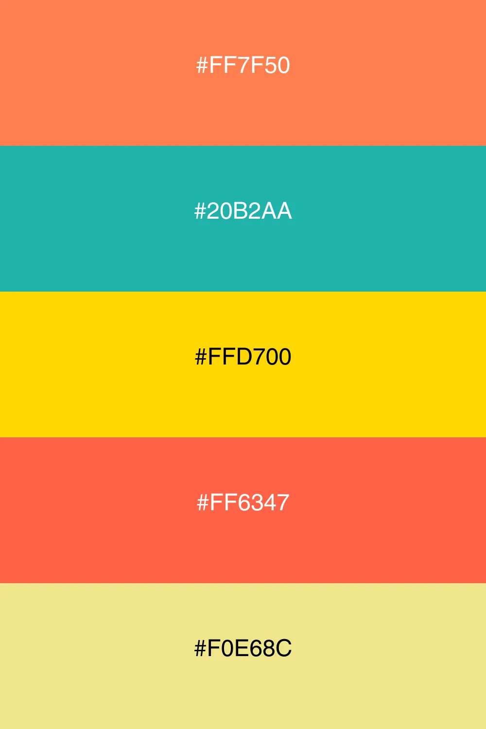 A fresh palette inspired by the colors of a coral reef.