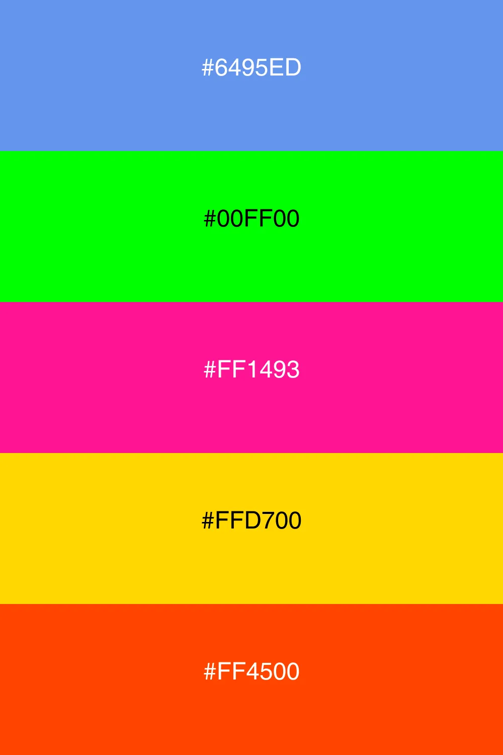 A vibrant neon palette full of energy and fun.