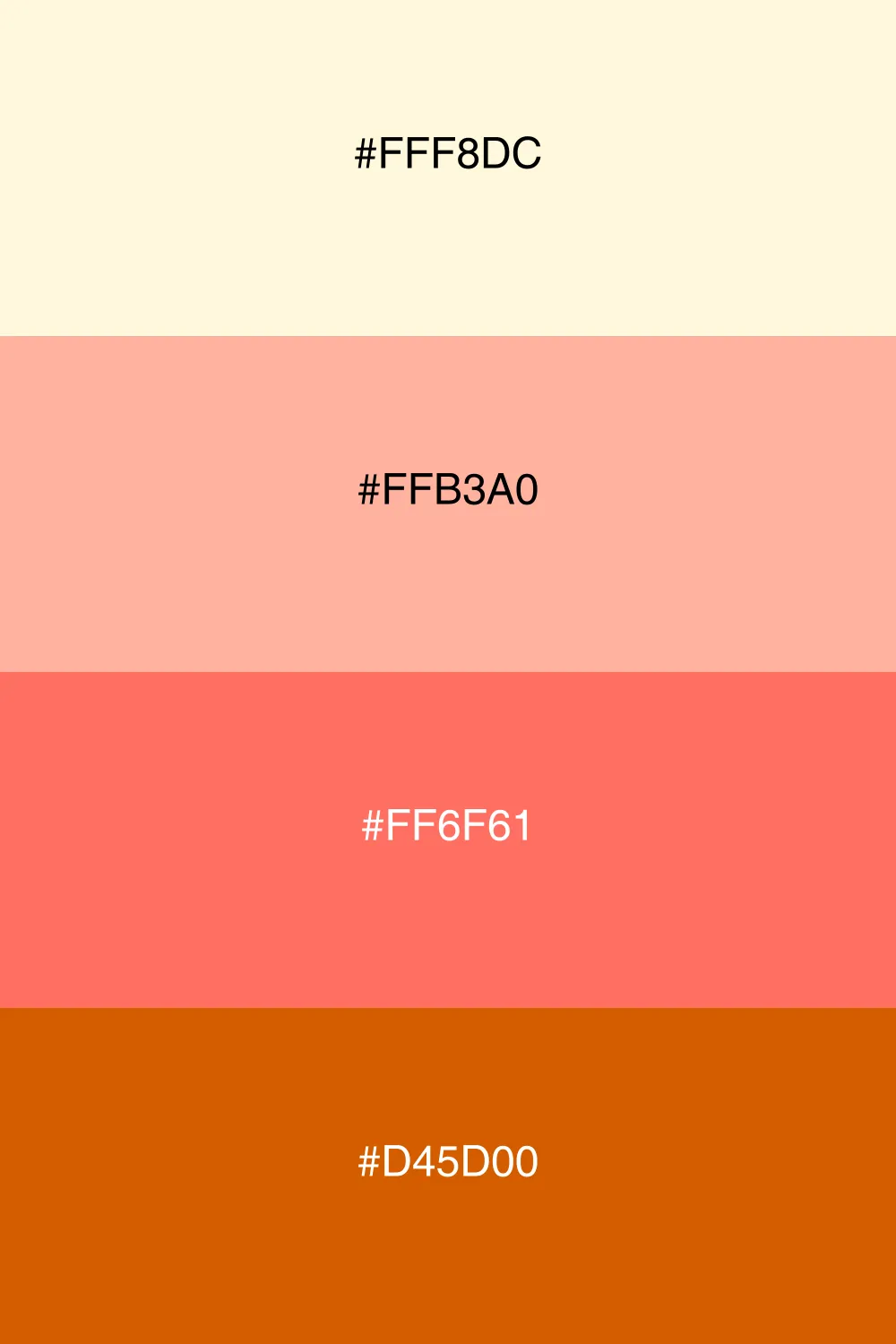 A vibrant palette inspired by the colors of a sunset.