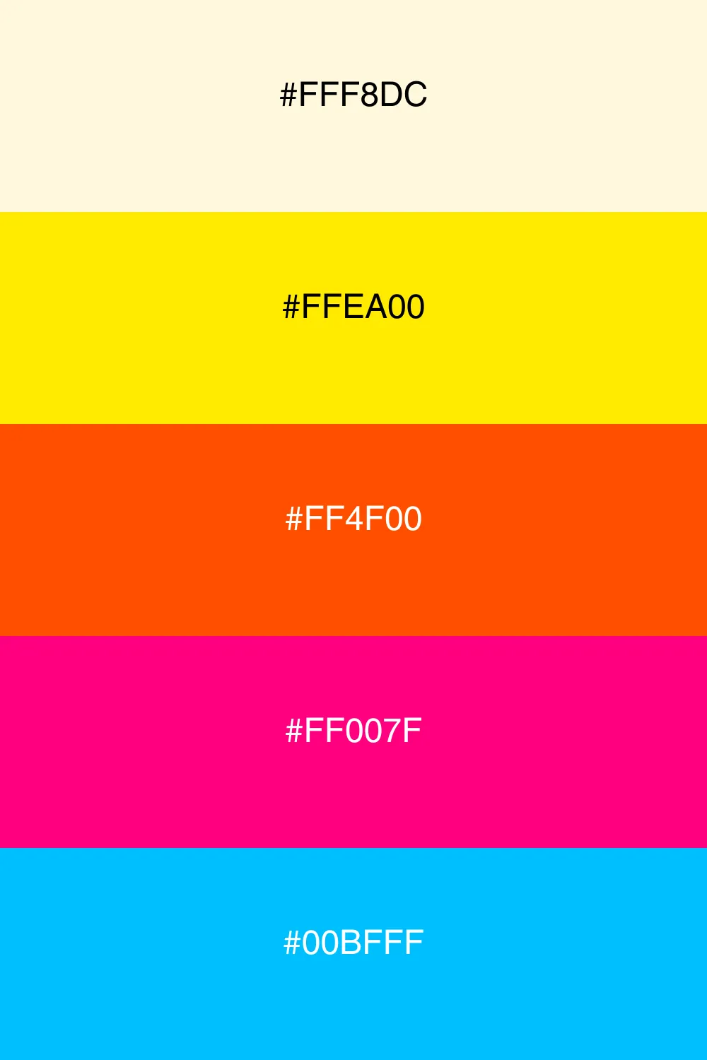 A vibrant neon palette that pops with energy and fun.