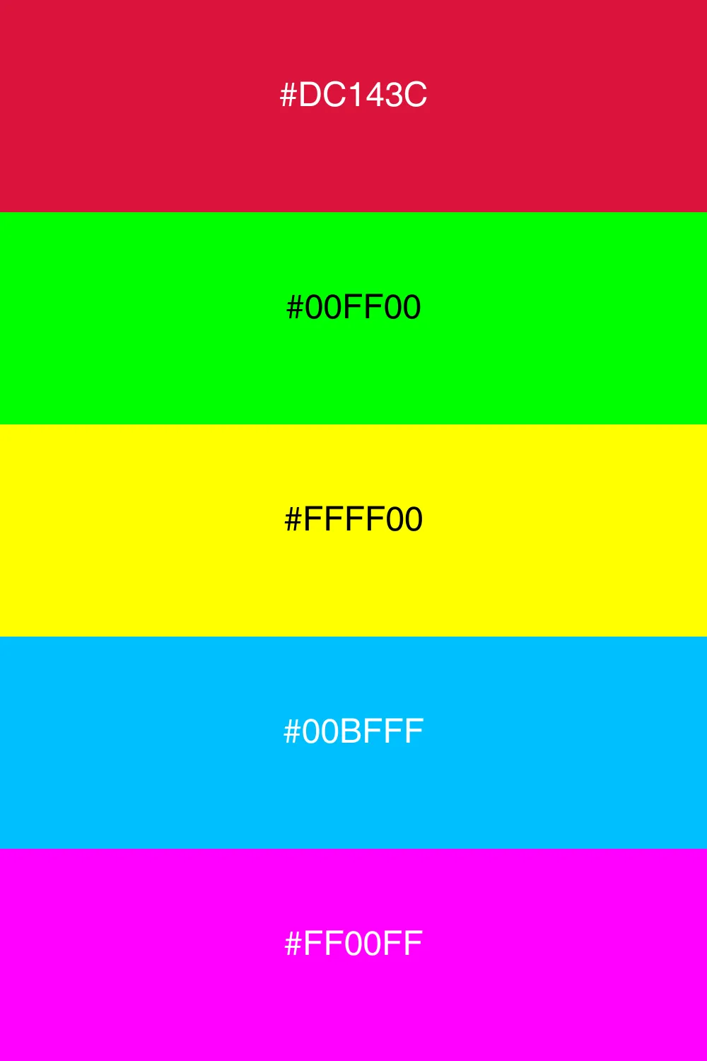A vibrant neon palette bursting with energy and fun.