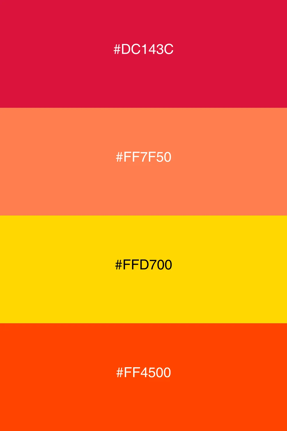 A vibrant palette inspired by the colors of a sunset.