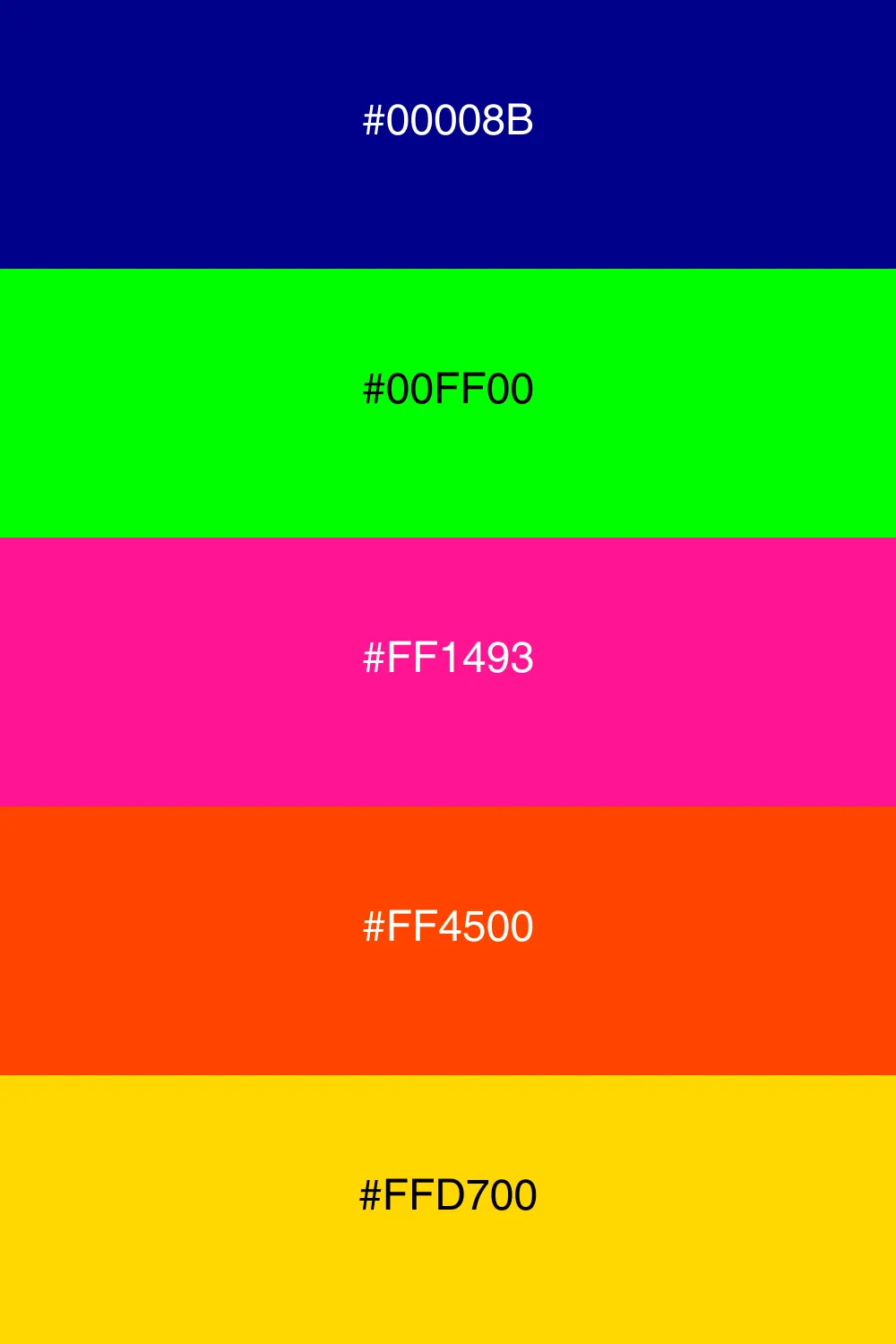 A vibrant neon palette that pops with energy.
