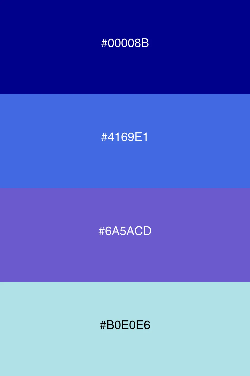 An elegant palette with royal blue tones and soft accents.