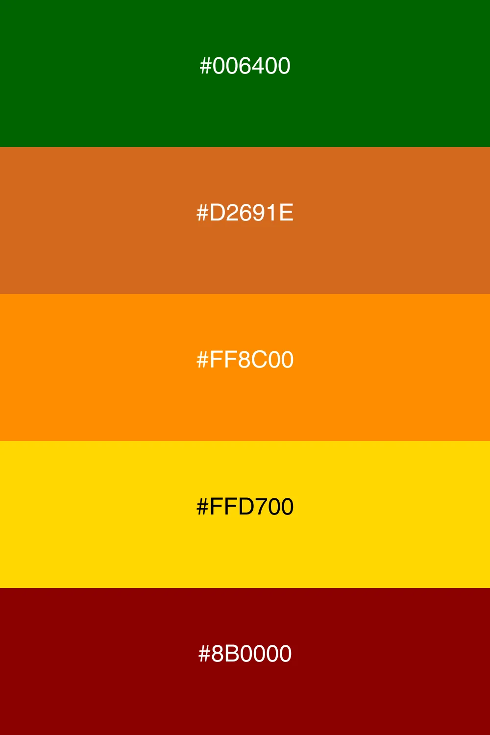 An inviting palette inspired by the colors of autumn leaves.