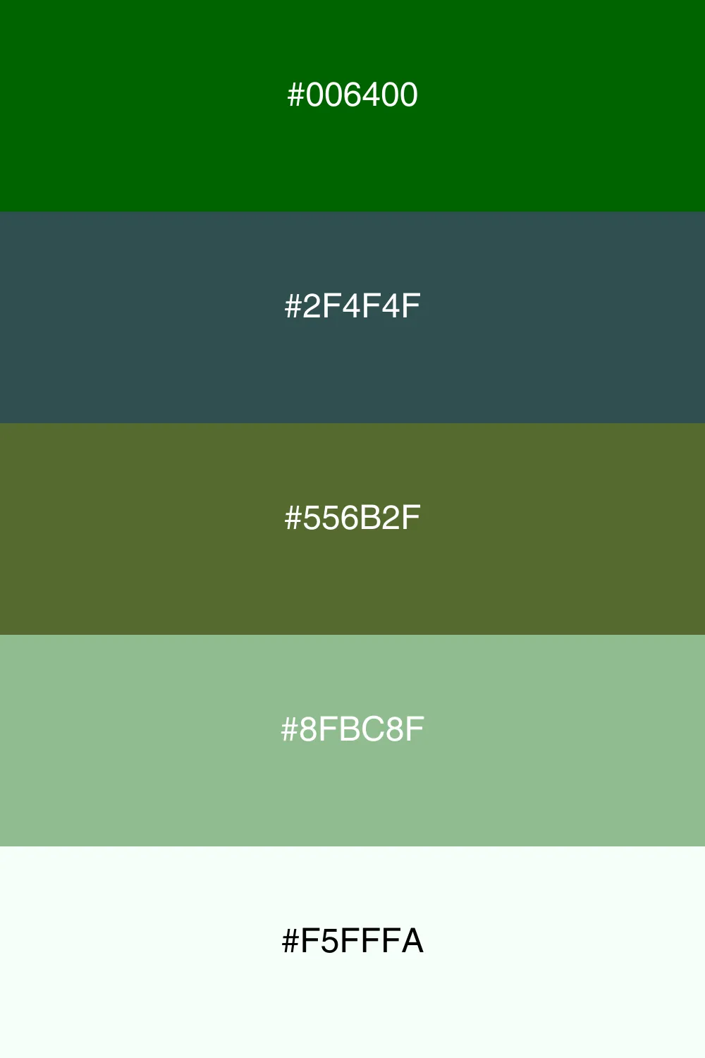 A sophisticated palette with elegant green tones.