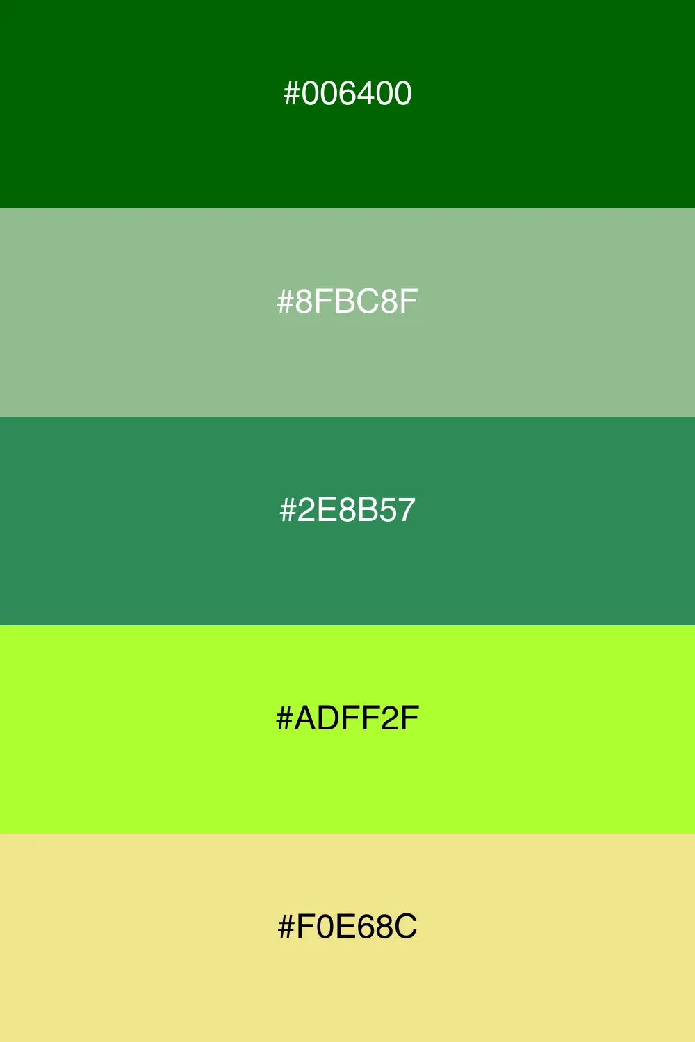 A vibrant palette inspired by lush forest landscapes.