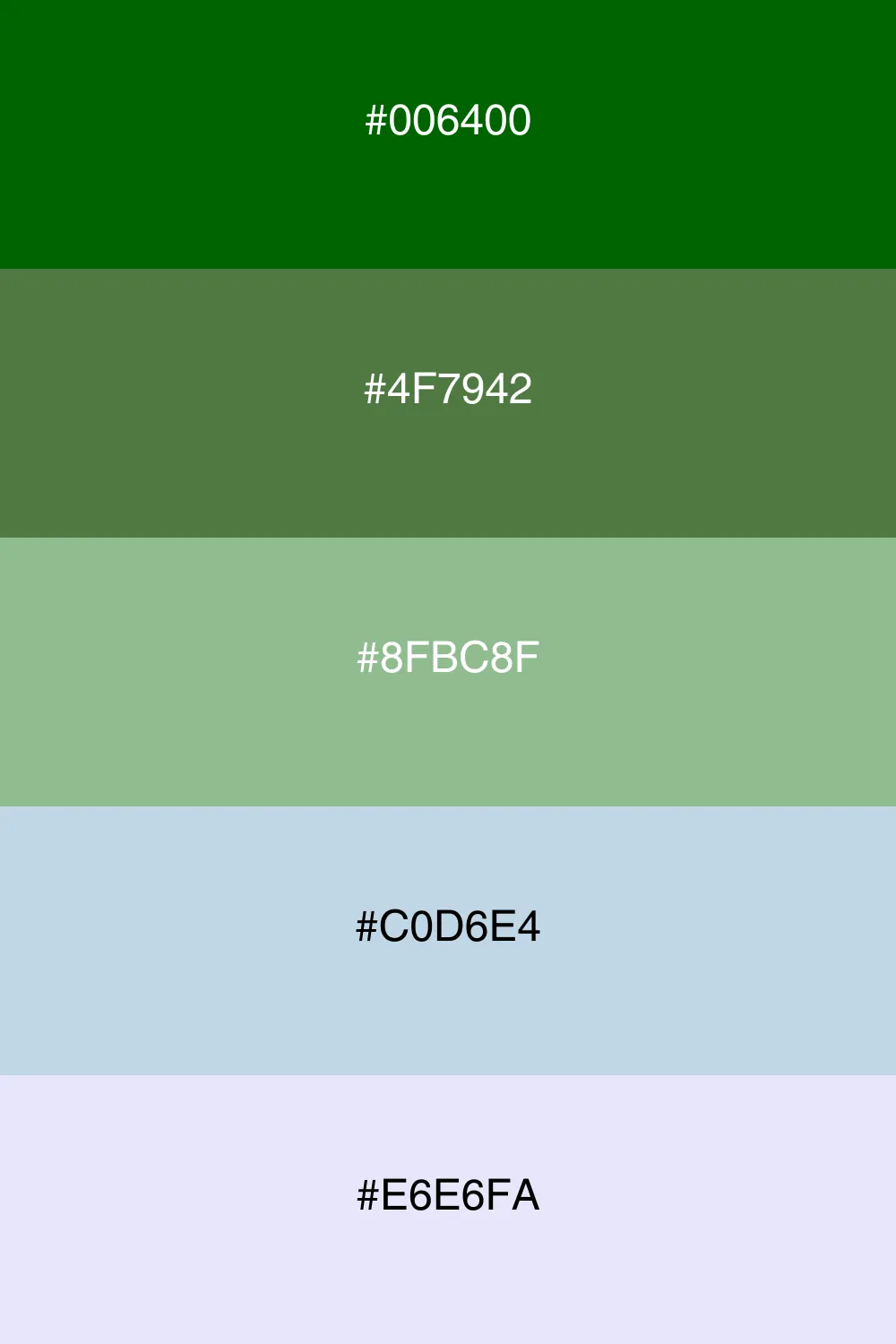 A calm and muted palette with soft green tones.
