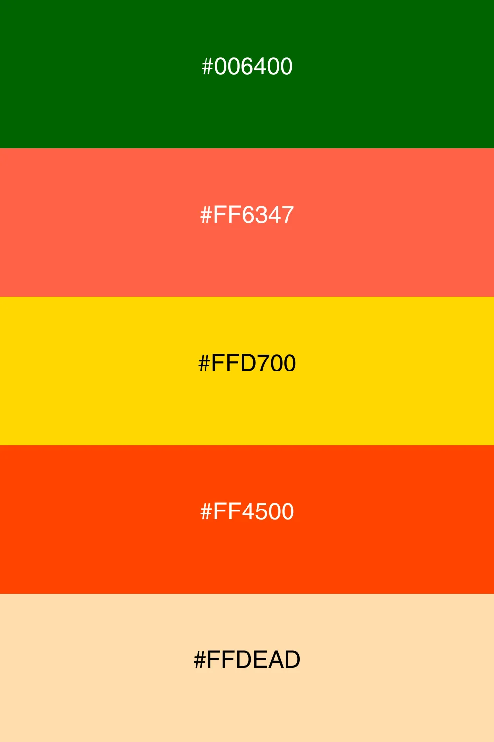 A vibrant palette inspired by the colors of a sunset.
