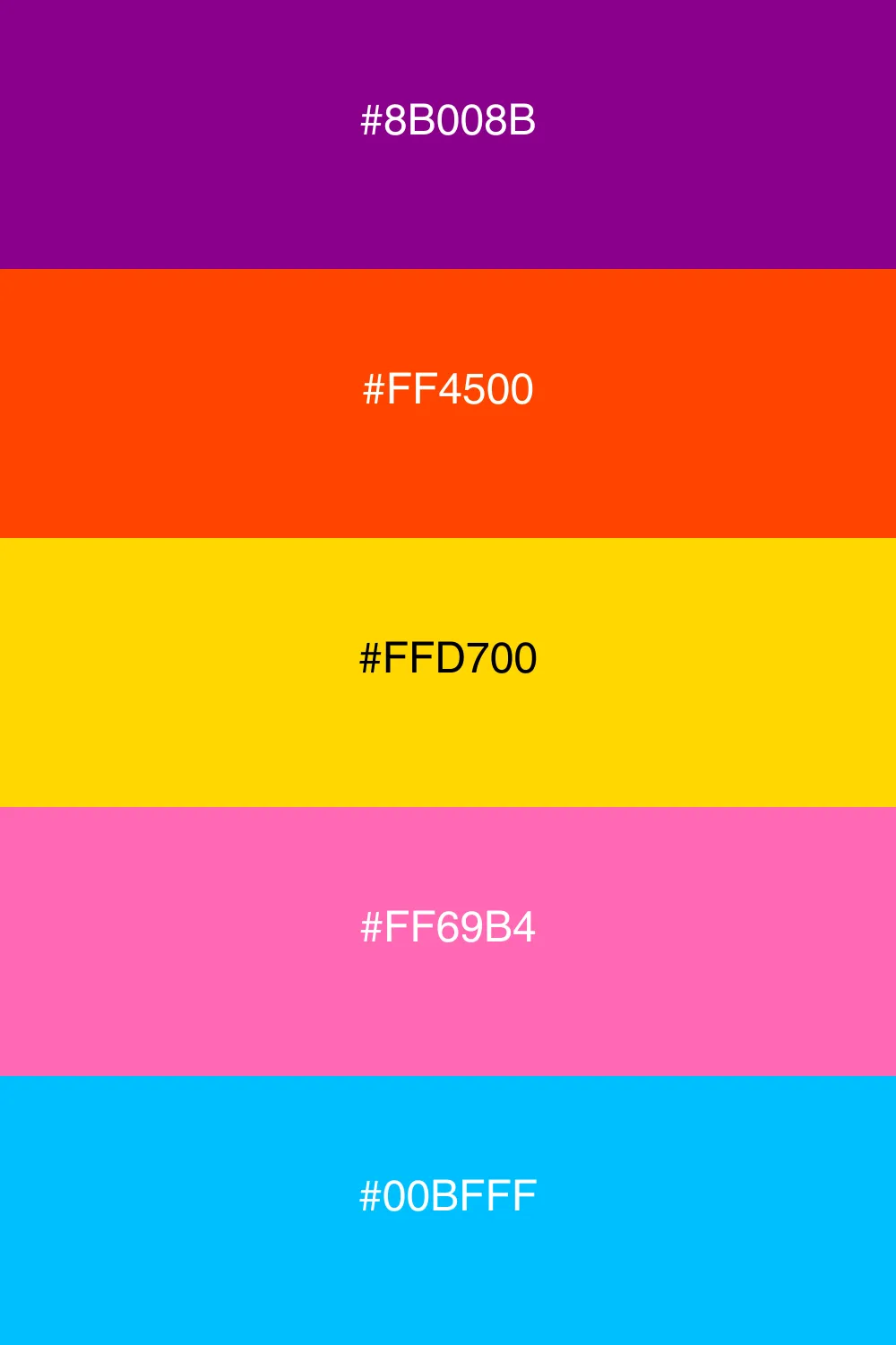 A vibrant palette inspired by tropical sunsets.