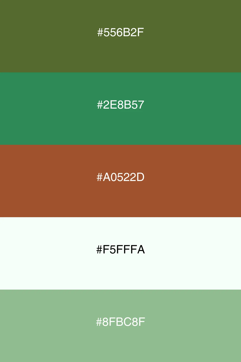 A serene palette evoking the tranquility of a forest.