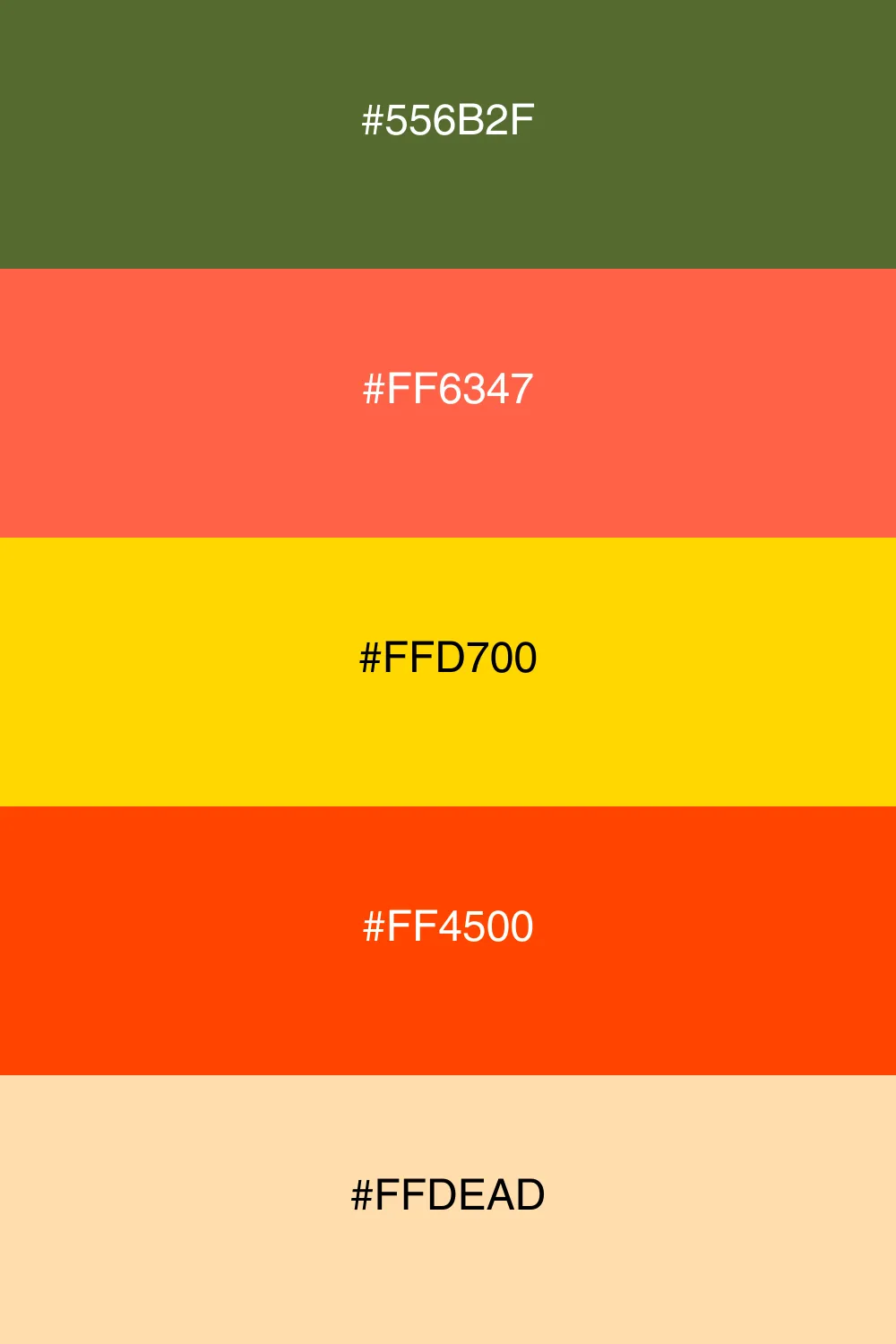 A vibrant palette inspired by sunset hues over olives.