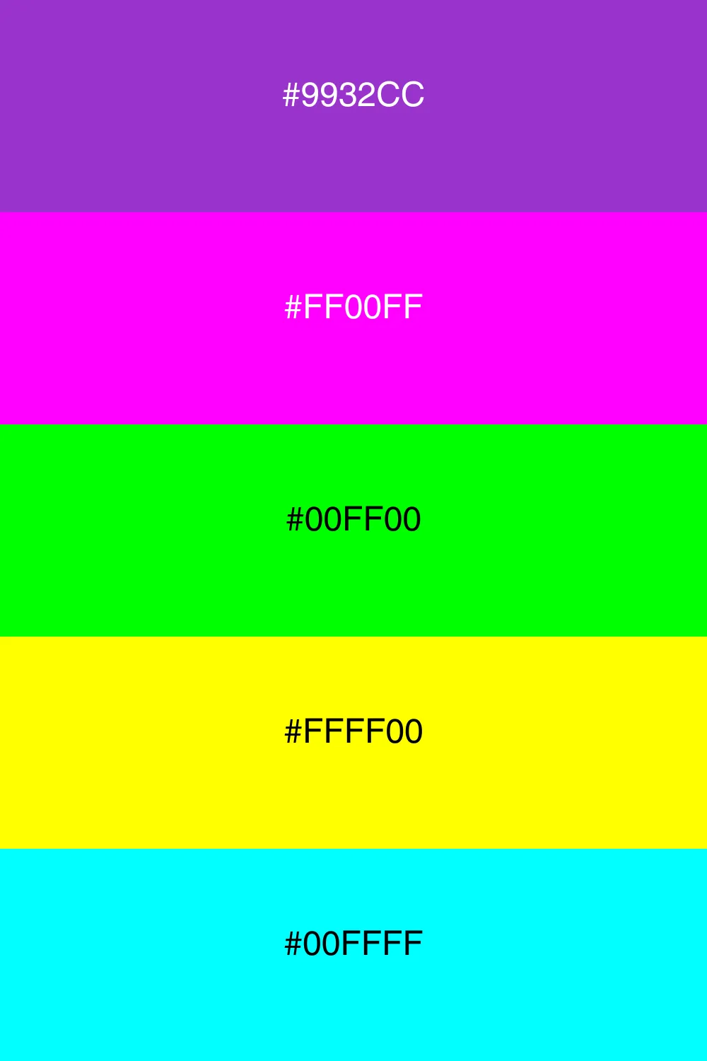 A vibrant neon palette full of energy and fun.