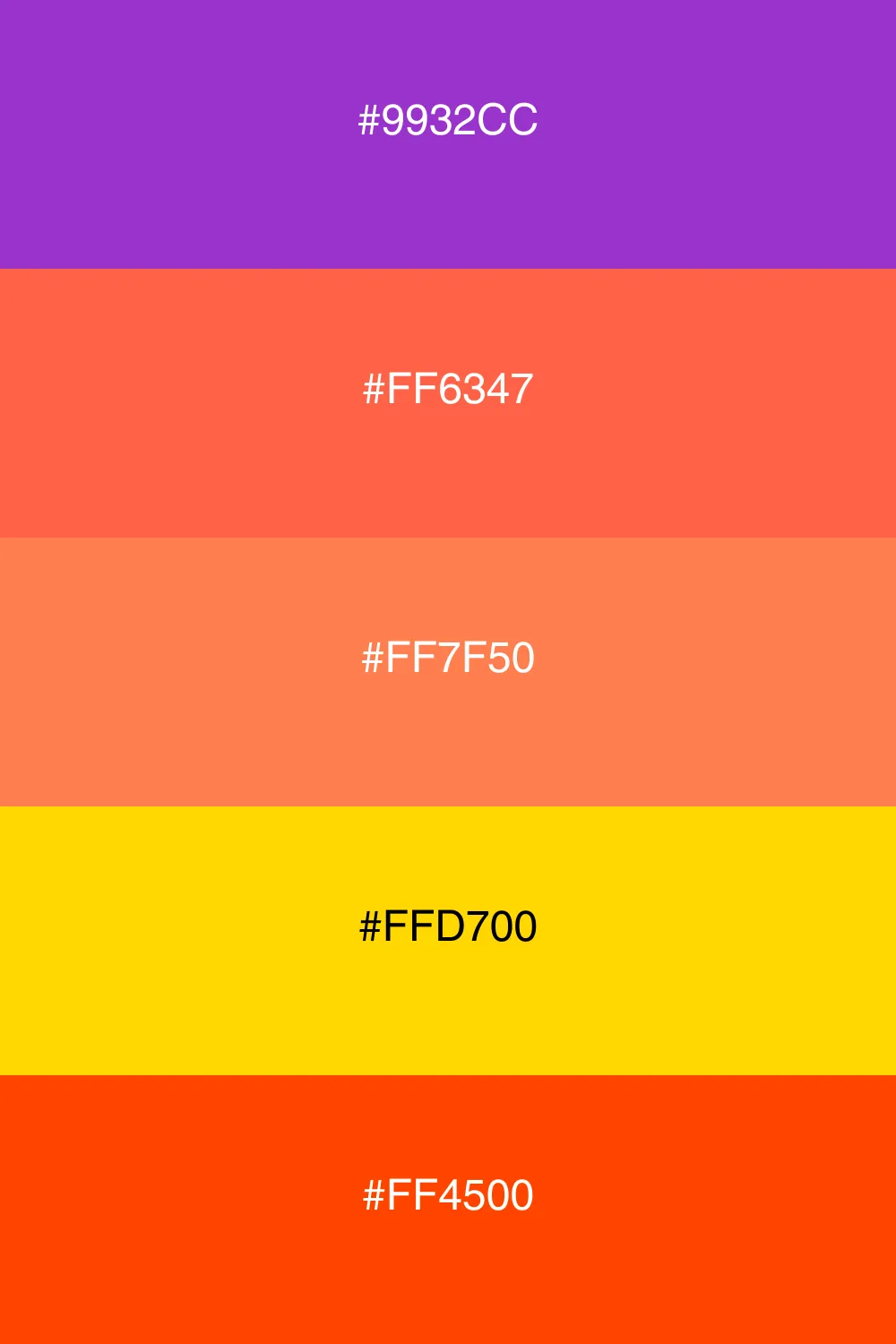 A bold palette inspired by vibrant sunset colors.