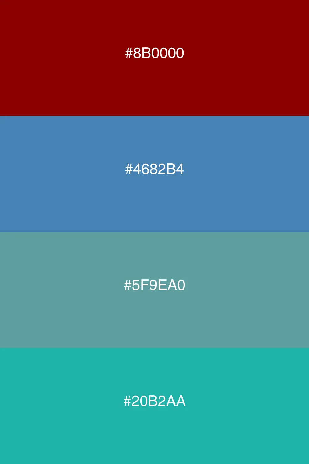 A cool palette that balances dark red with refreshing tones.