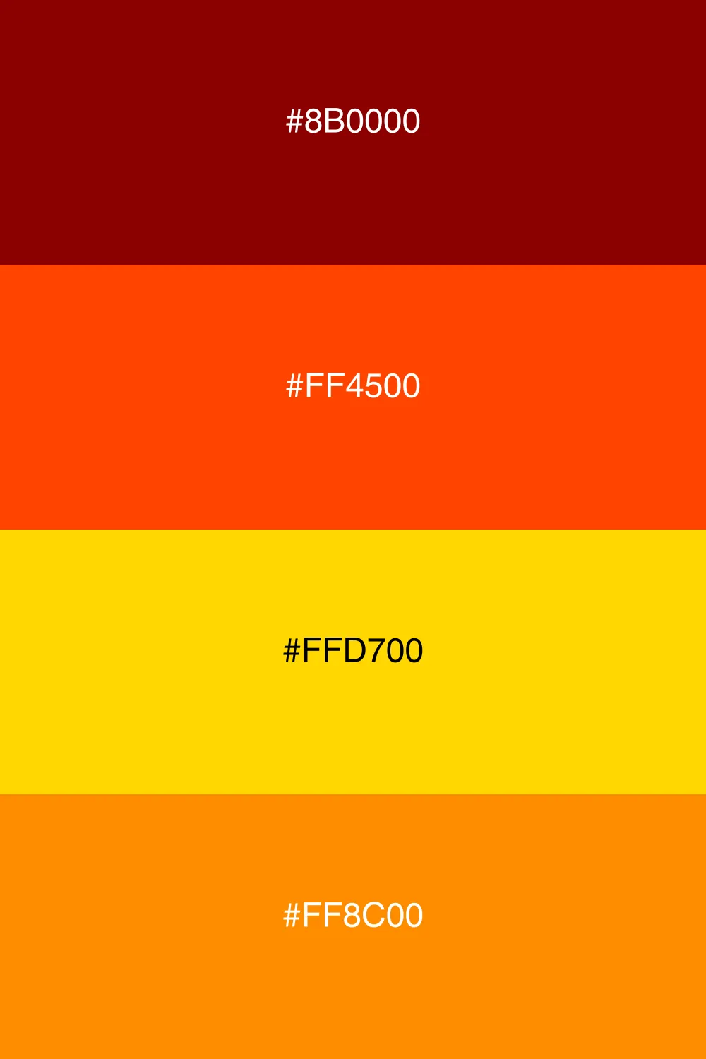 A vibrant sunset palette with warm and bold colors.