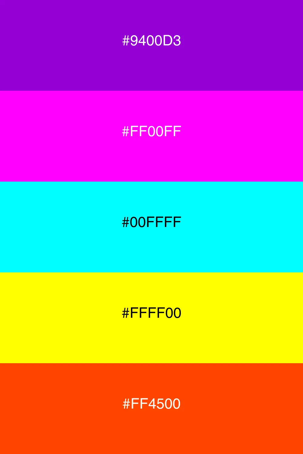 A dynamic palette with electric and vibrant colors.