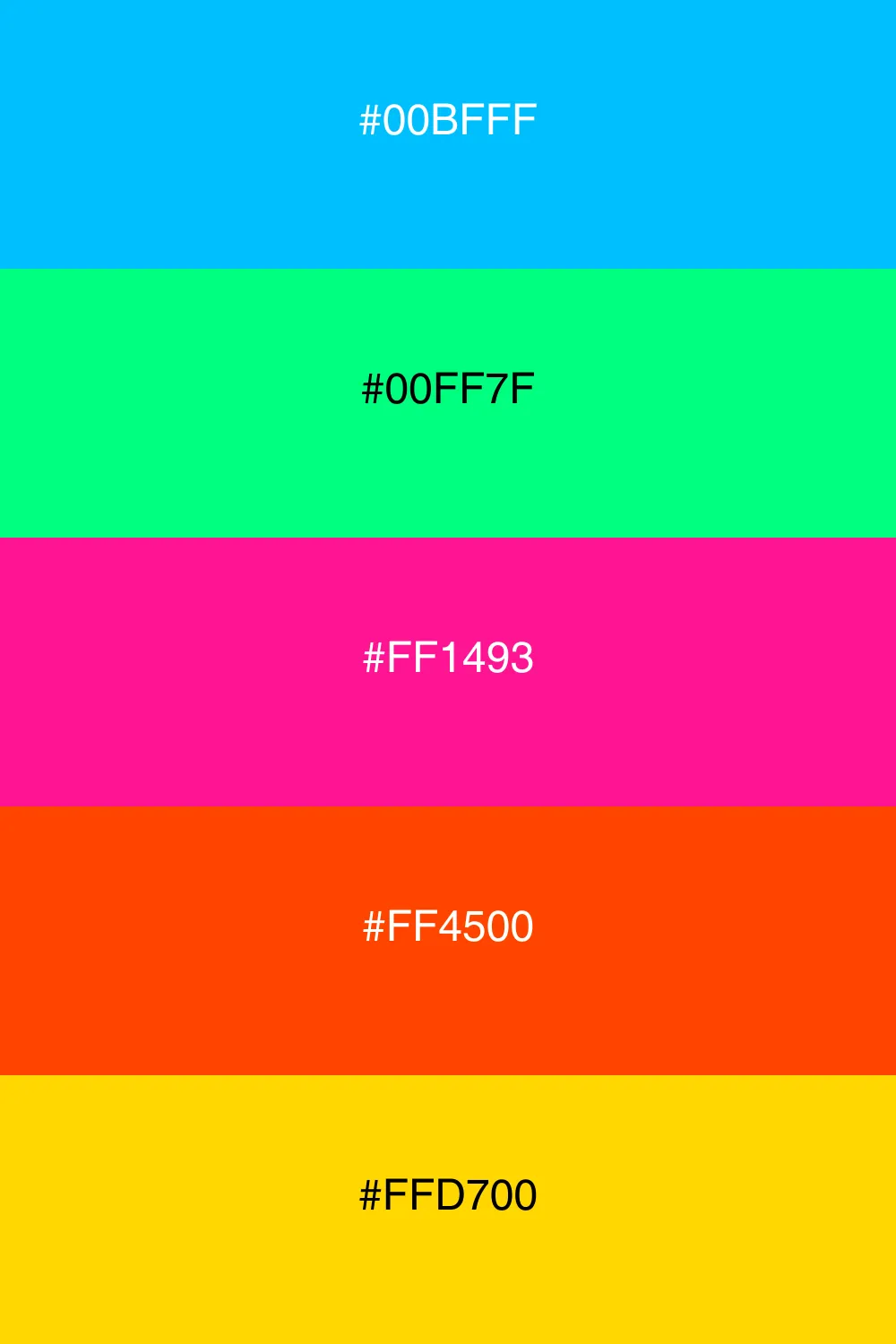 A bold and vibrant neon palette full of energy.