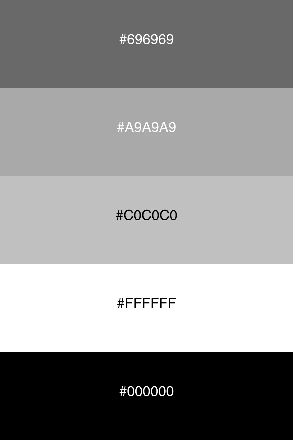 A chic palette blending grays with stark contrasts.