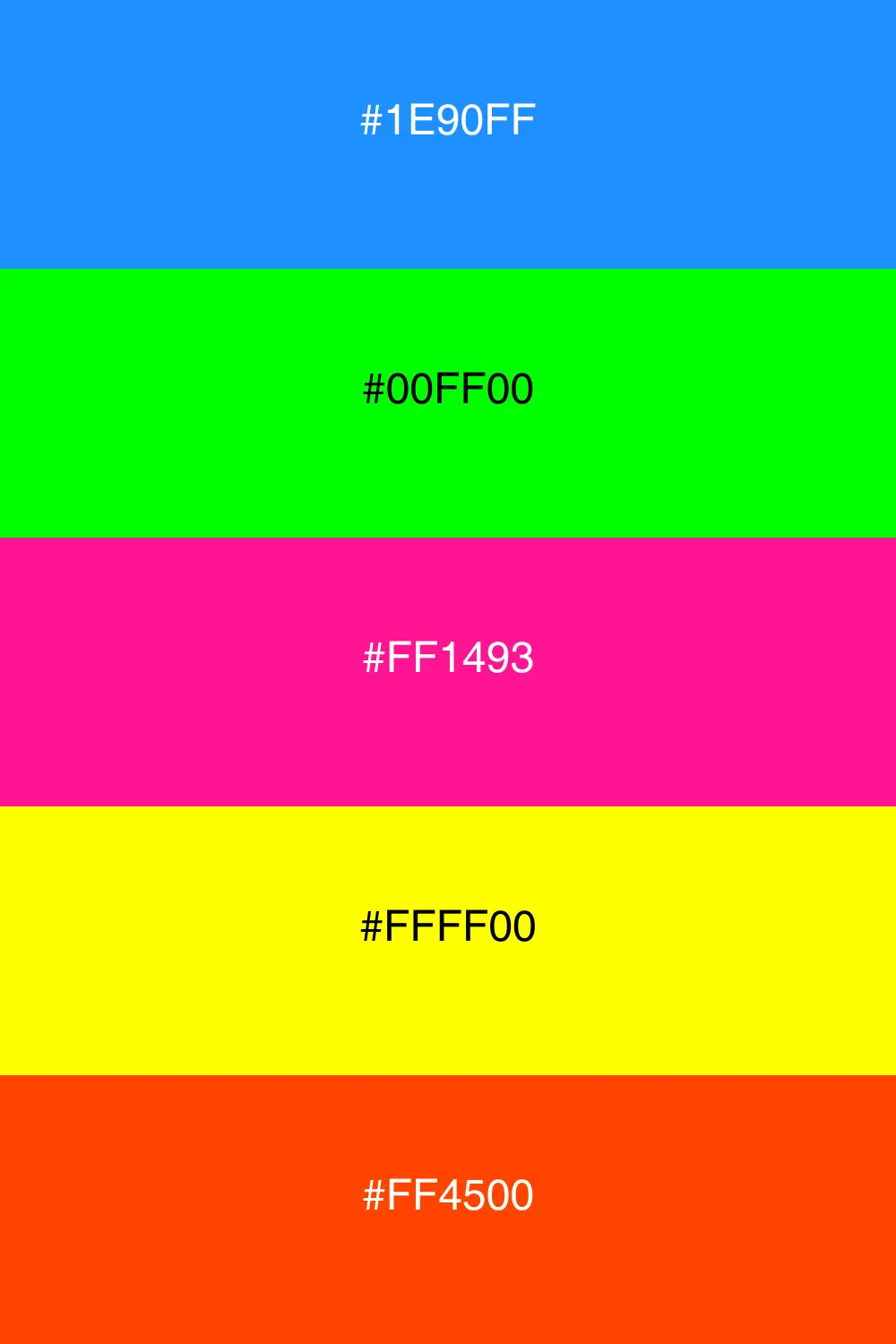 A vibrant neon palette that is bold and energetic.
