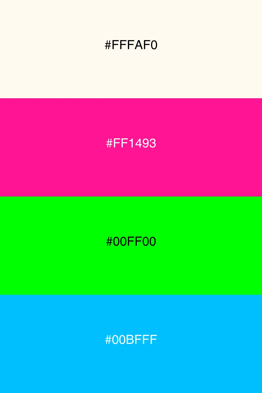 A vibrant neon palette bursting with energy and fun.