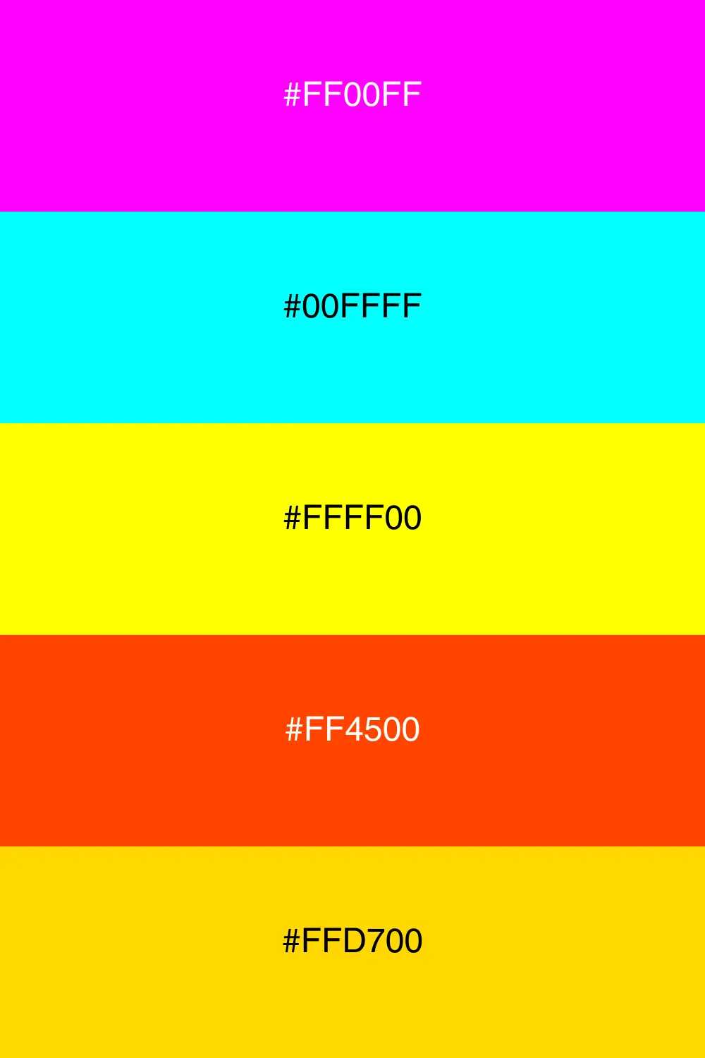 A vibrant neon palette full of energy.