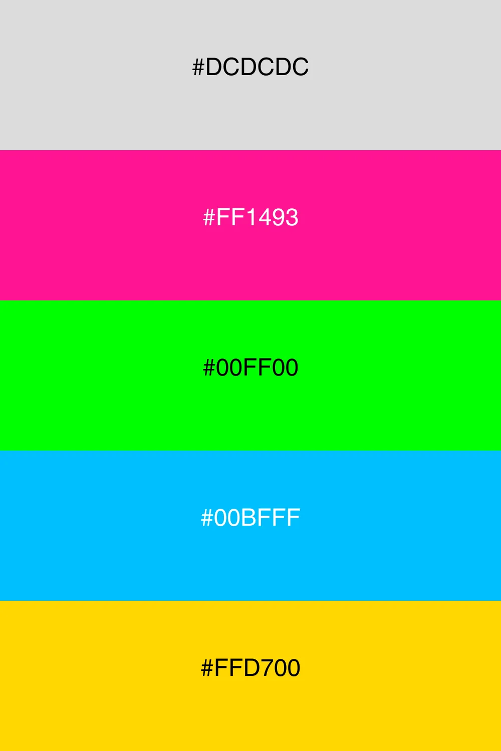 A vibrant neon palette full of energy and fun.