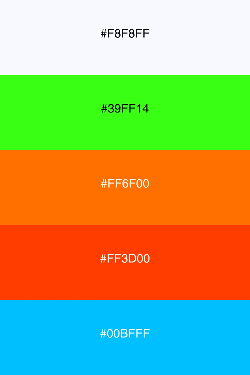 A vibrant neon palette that brings energy and excitement.