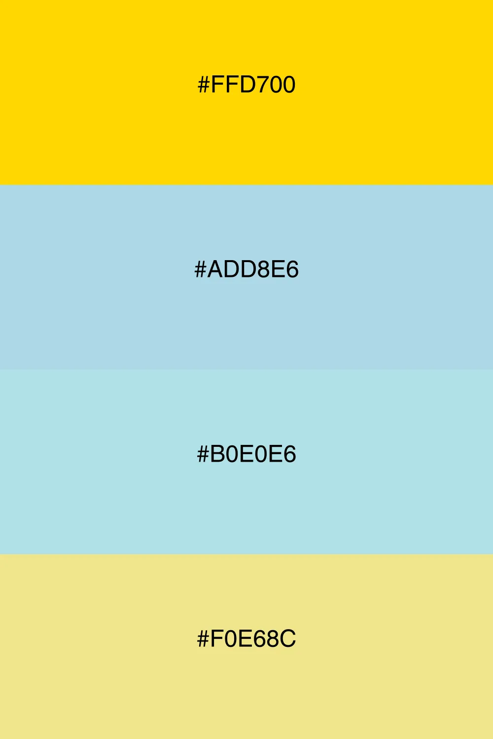 A cool and fresh palette blending gold with soft blues.