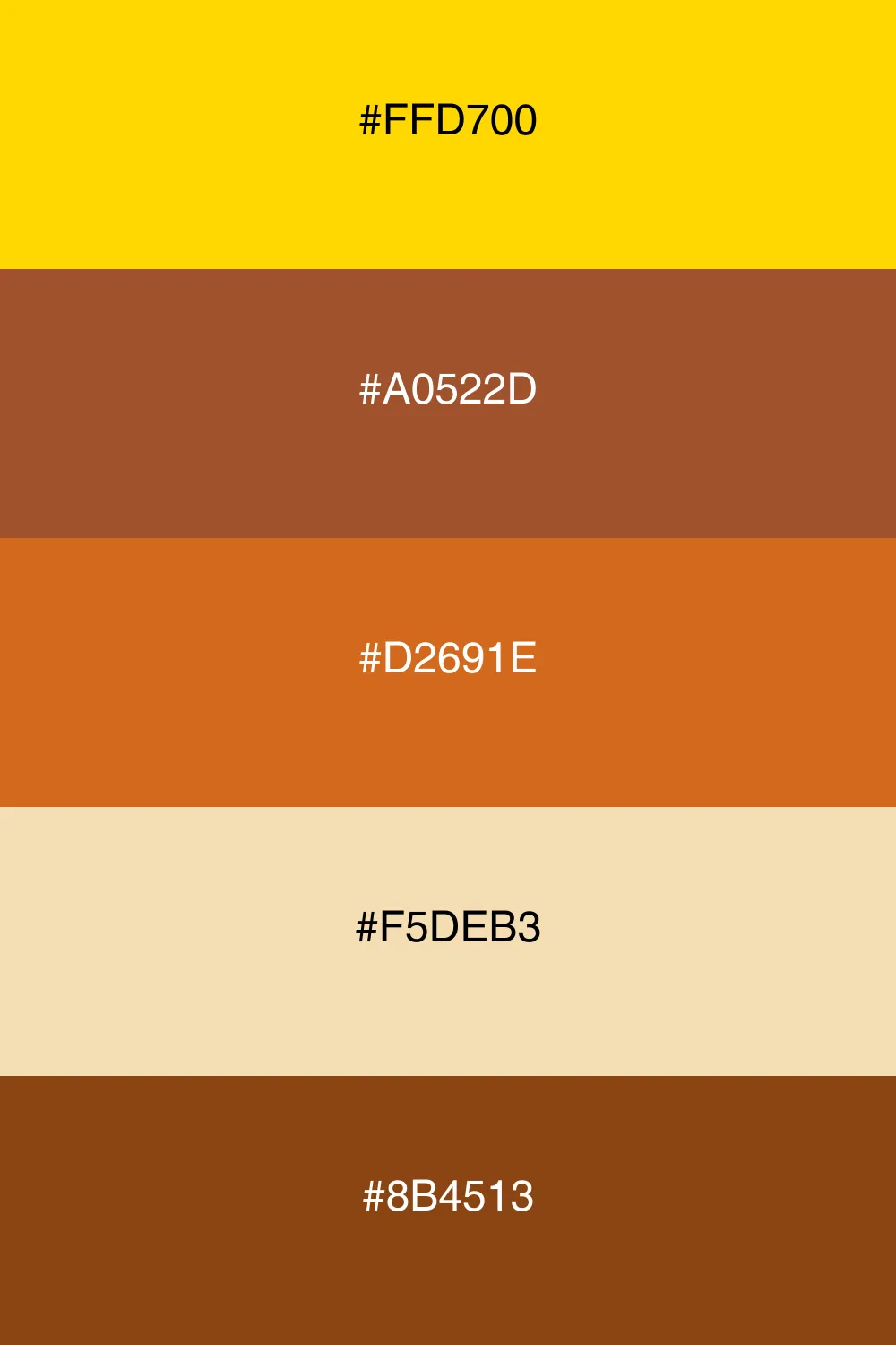 A natural palette combining gold with earthy tones.
