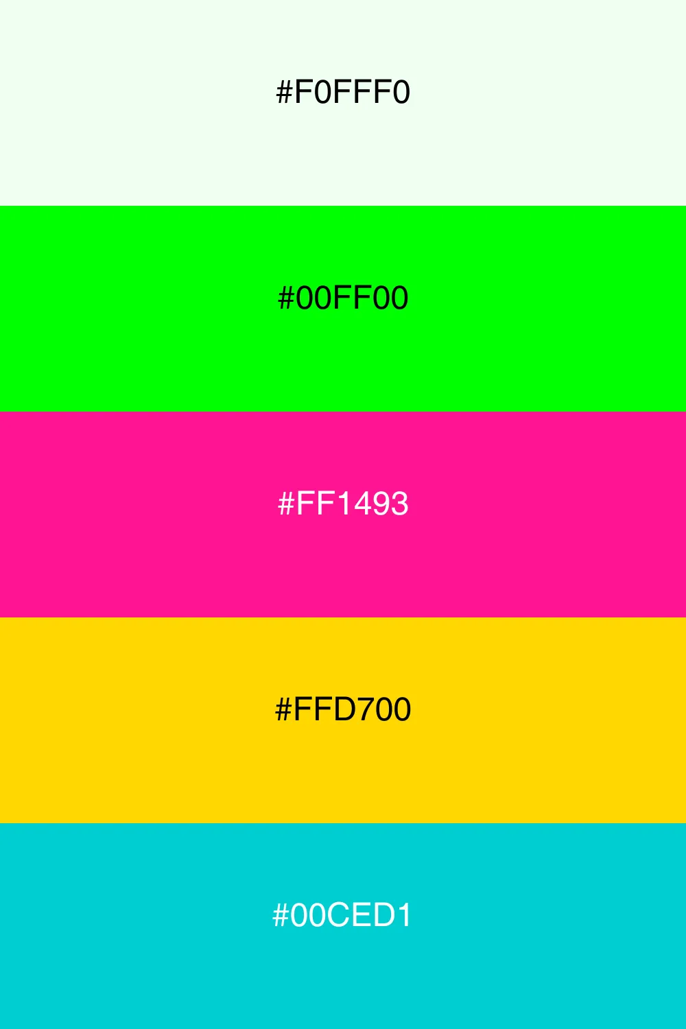 A vibrant neon palette full of energy and fun.