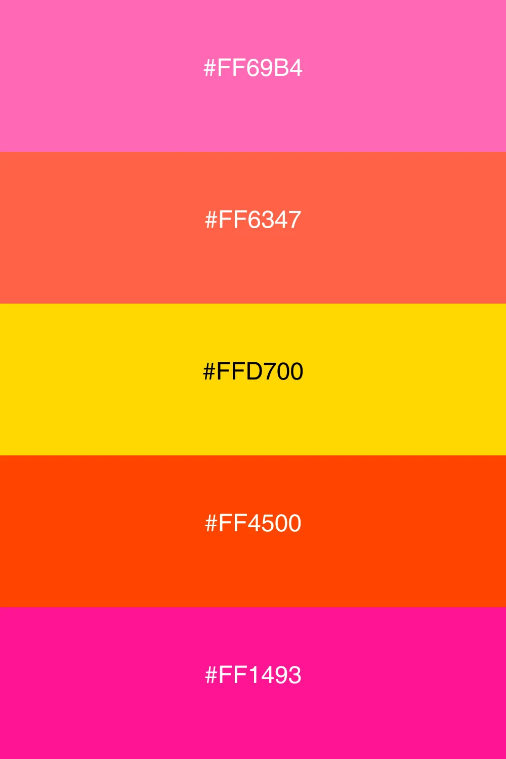 A warm palette inspired by the colors of a sunset.