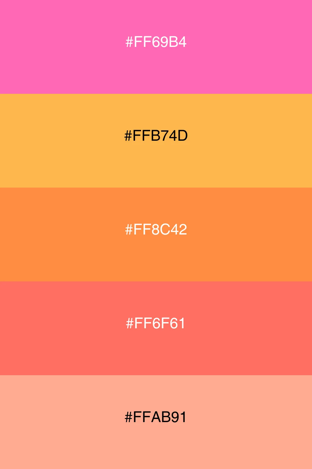 A warm palette inspired by the colors of a sunset.