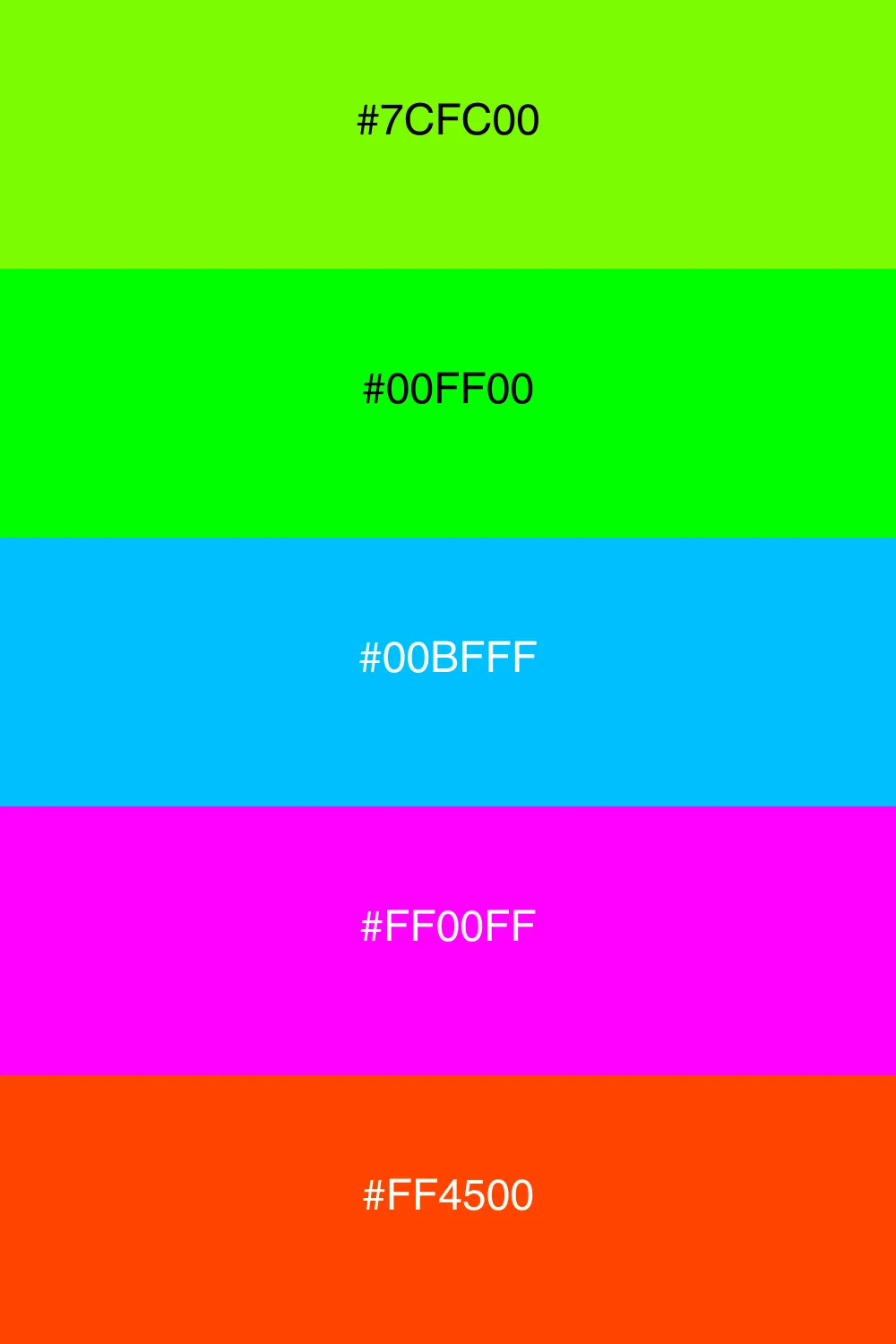 A vibrant neon palette full of energy and boldness.