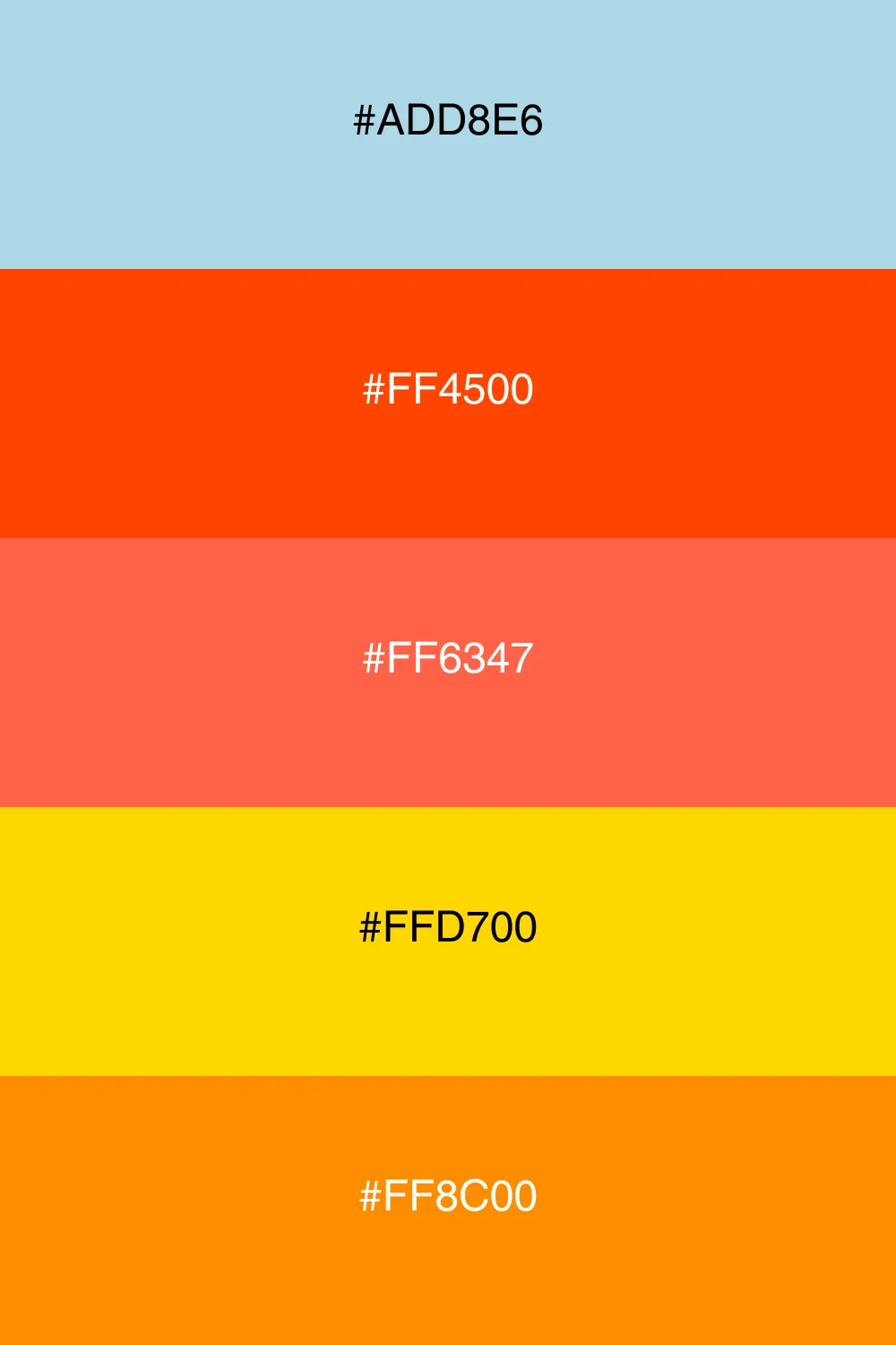A vibrant palette inspired by the colors of sunset.
