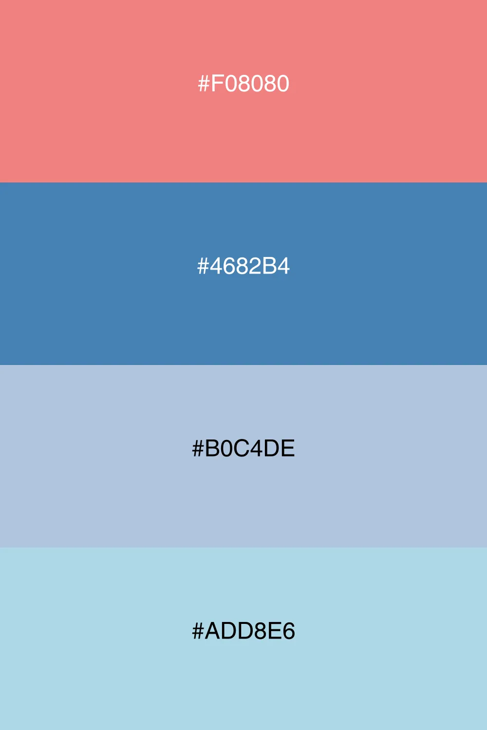 A dynamic palette with contrasting coral and blue shades.