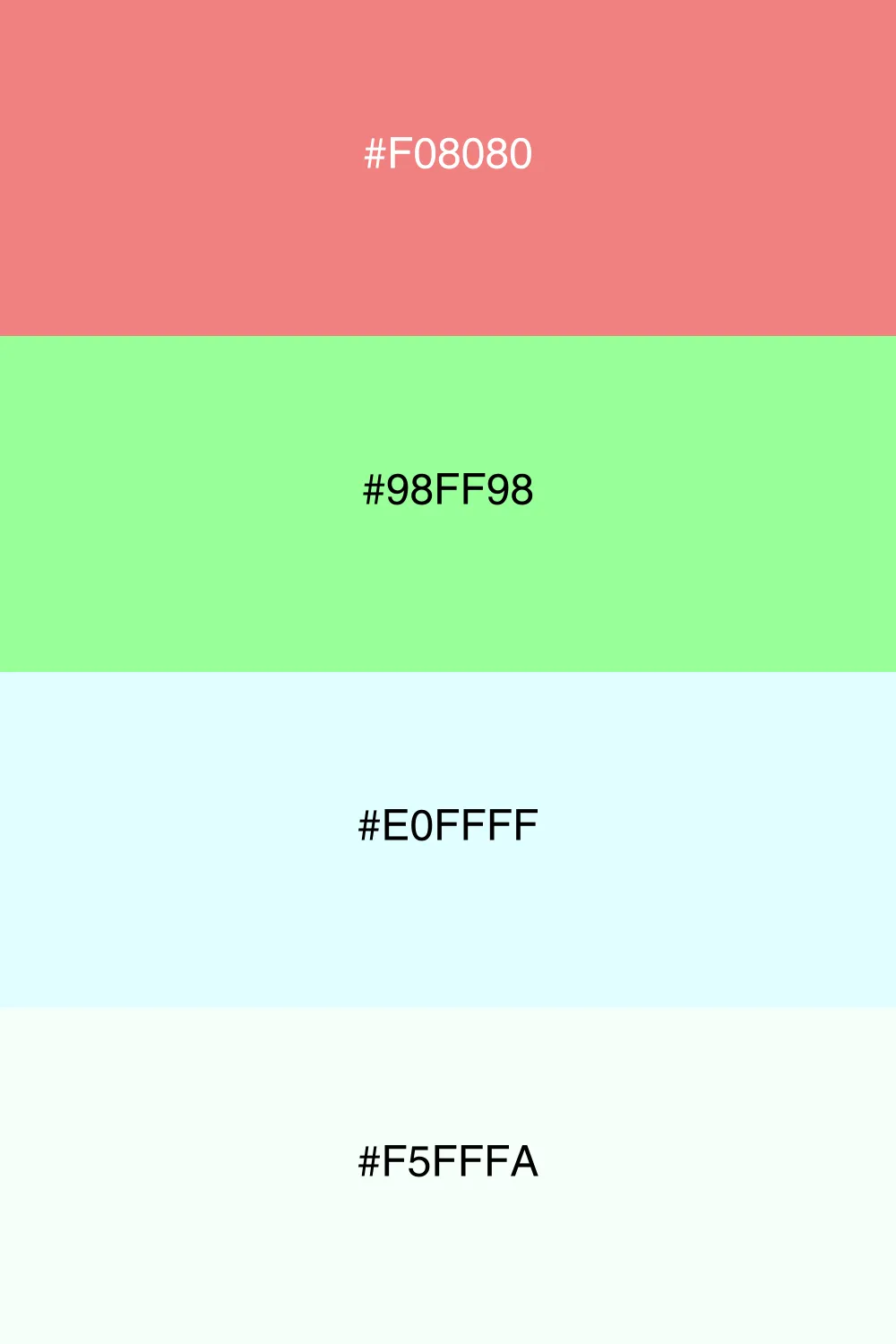 A fresh and cheerful palette combining coral and mint.