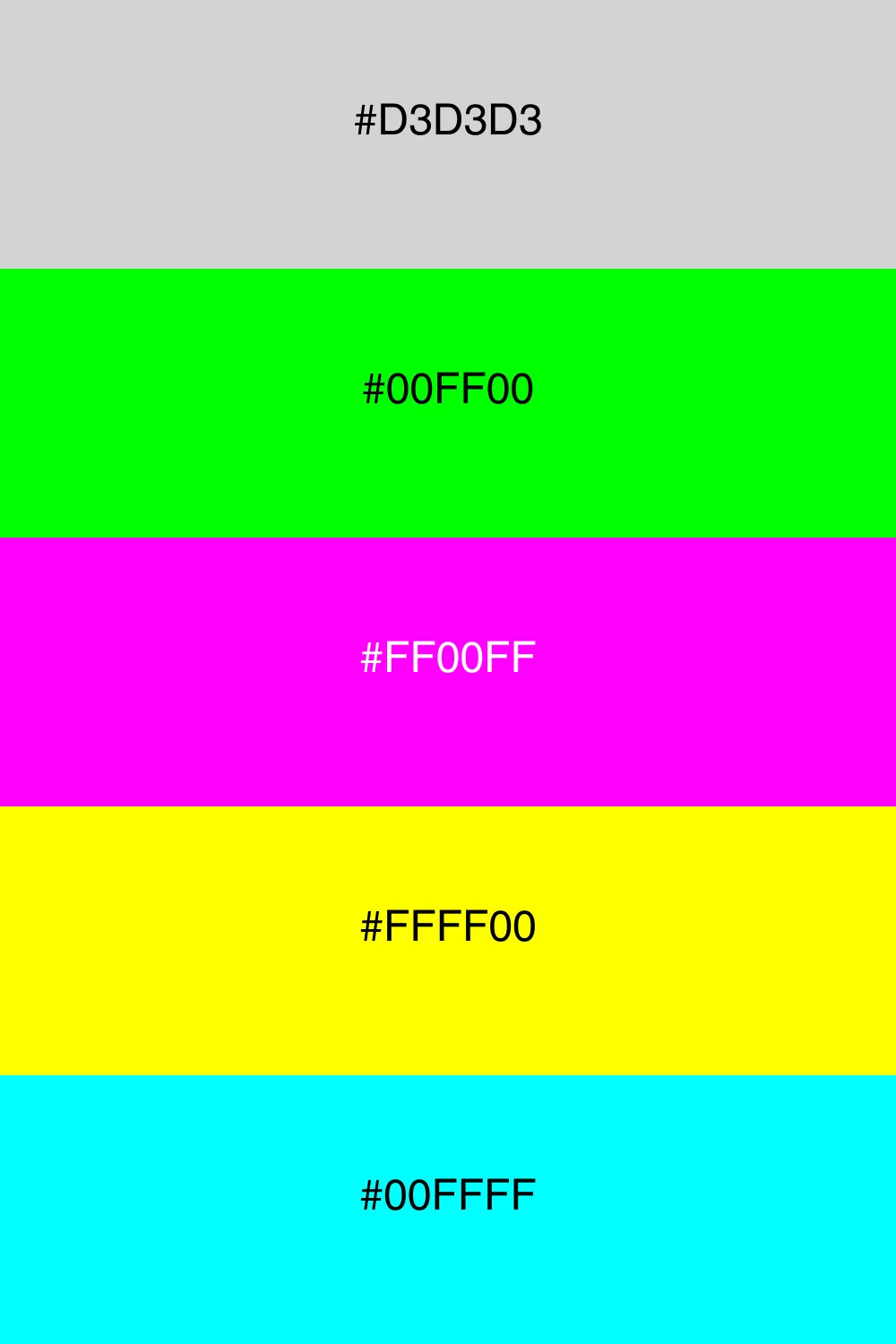 A vibrant neon palette for energetic and playful designs.